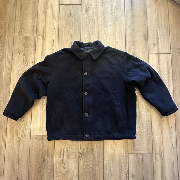 Abercrombie & Fitch Wool Bomber Coat Mens XL Regular Navy Blue Full Zip Button - Picture 1 of 9
